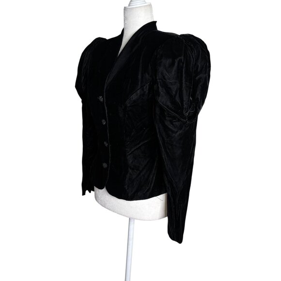 Vintage Scott McClintock Velvet Puff Sleeve Jacket Small Button Up Goth Formal - Picture 3 of 7
